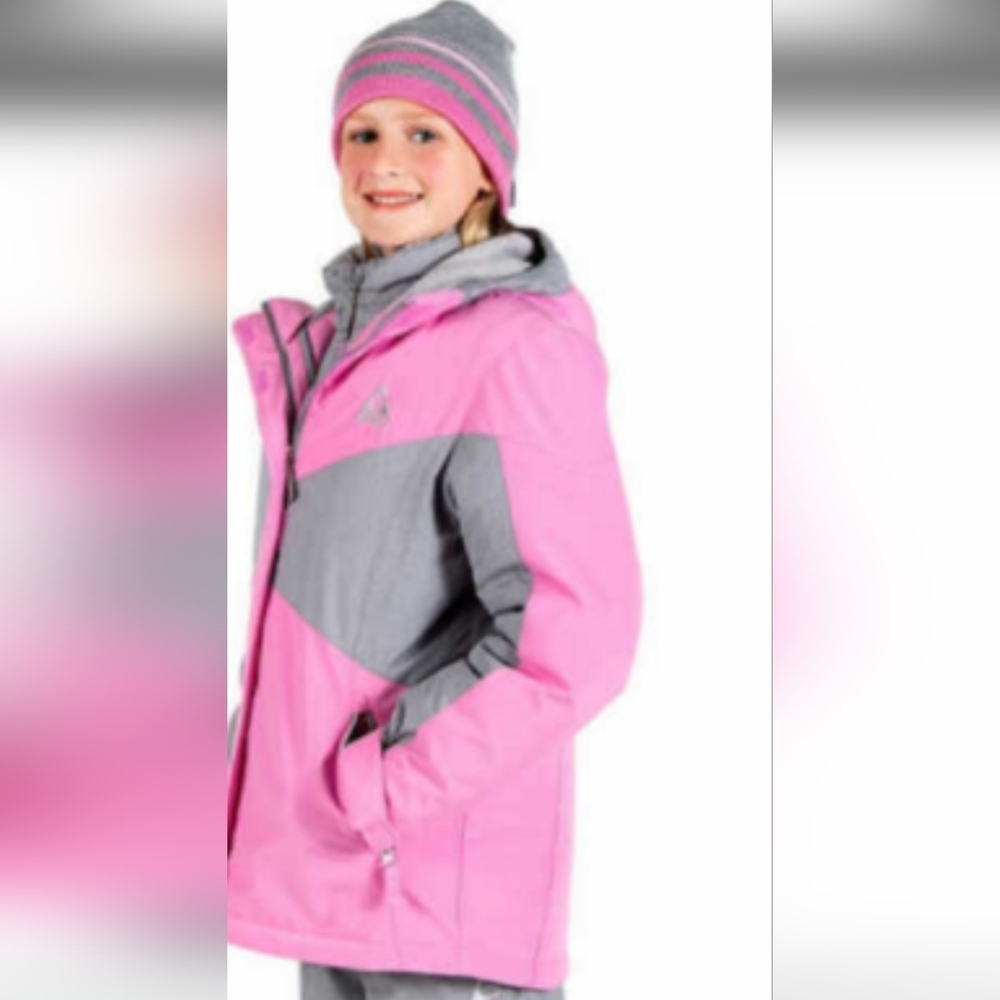 GERRY Pink and Gray Winter Jacket with Beanie Size XS (5/6).